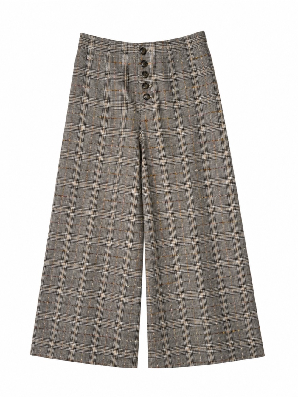 Anthropologie Plaid Wide Leg Pants High Rise Button Fly Tweed Academia Sz 0‎